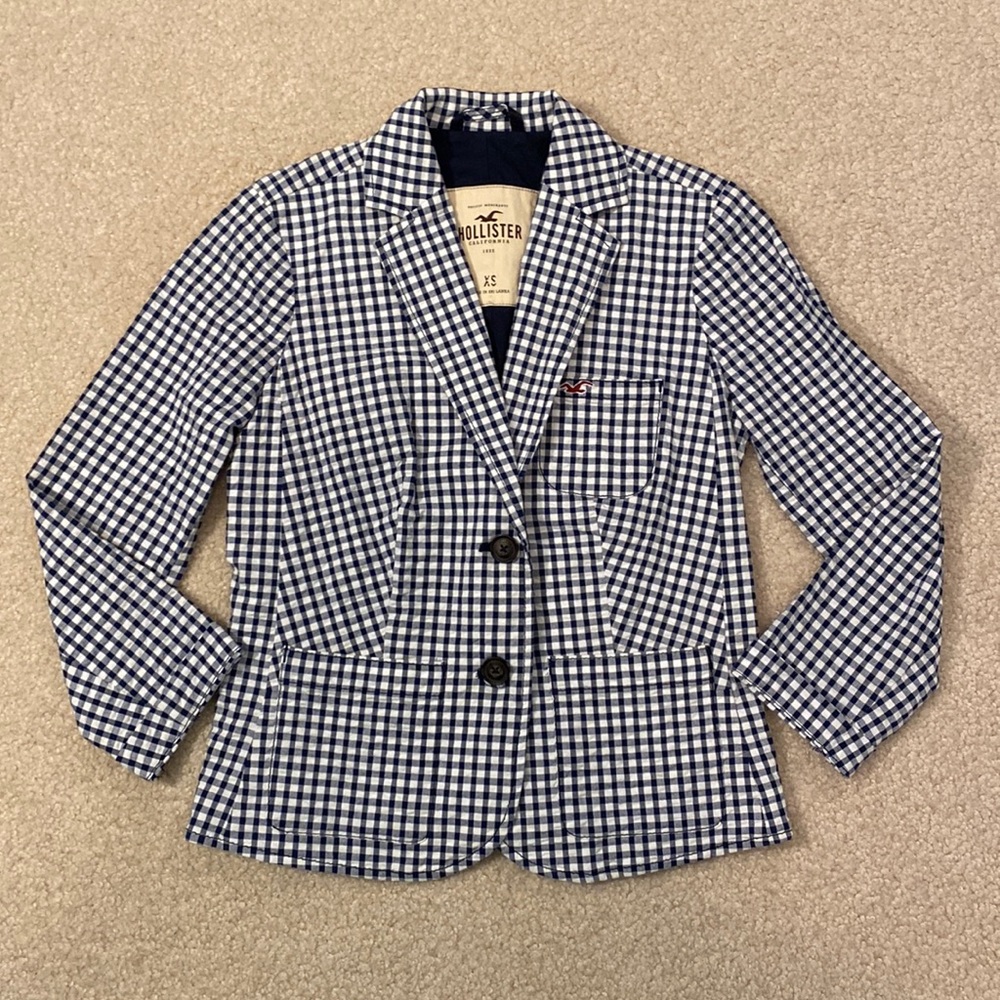 EUC Hollister gingham blazer